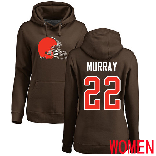 Cleveland Browns Eric Murray Women Brown Jersey #22 NFL Football Name and Number Logo Pullover Hoodie Sweatshirt